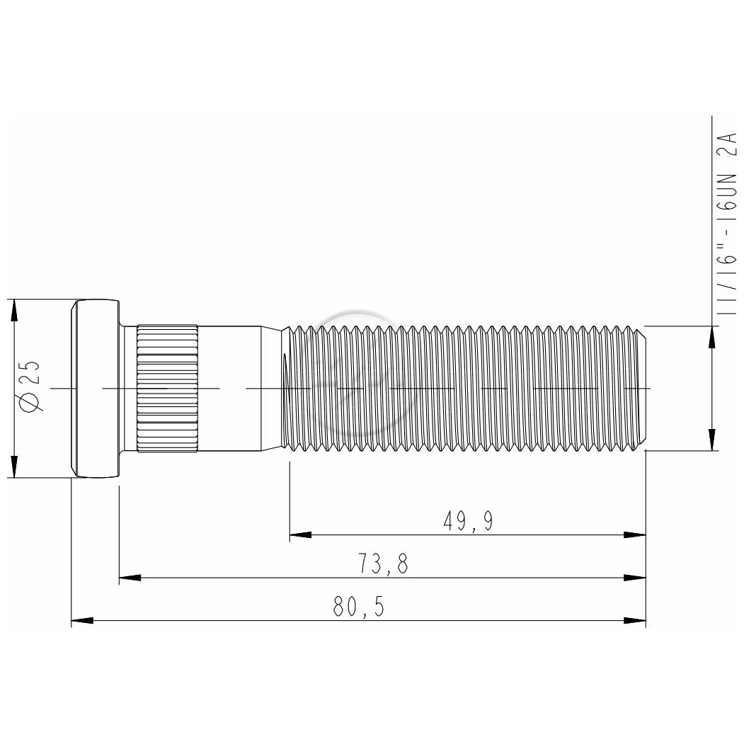 Kit 30 Parafuso de Roda 11/16"-16UN x 73,8/80,5 - ZM - 3011631