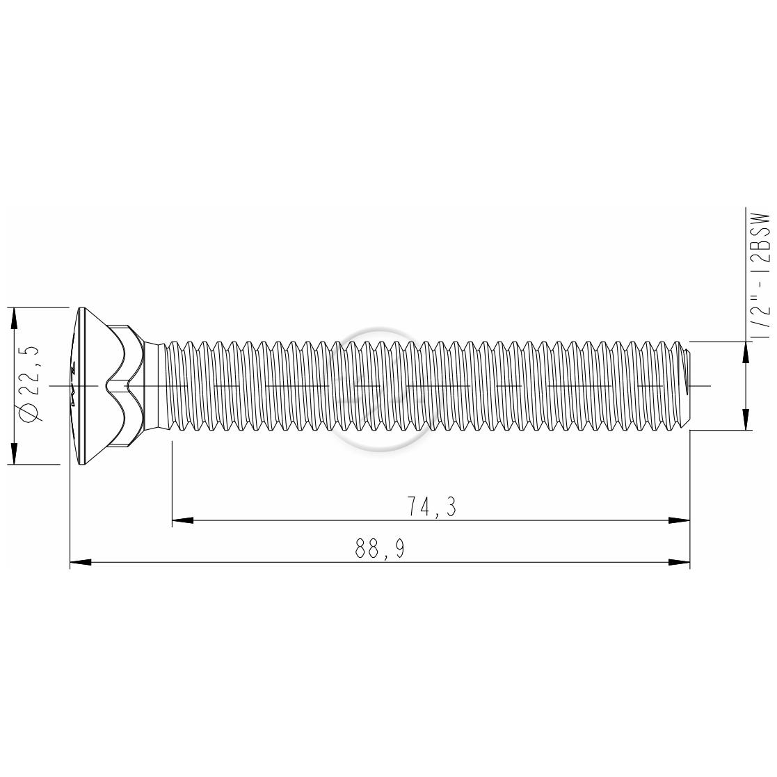 Kit 50 Parafuso Lâmina Trator 1/2"-12BSW x 3.1/2" - ZM - 3012050