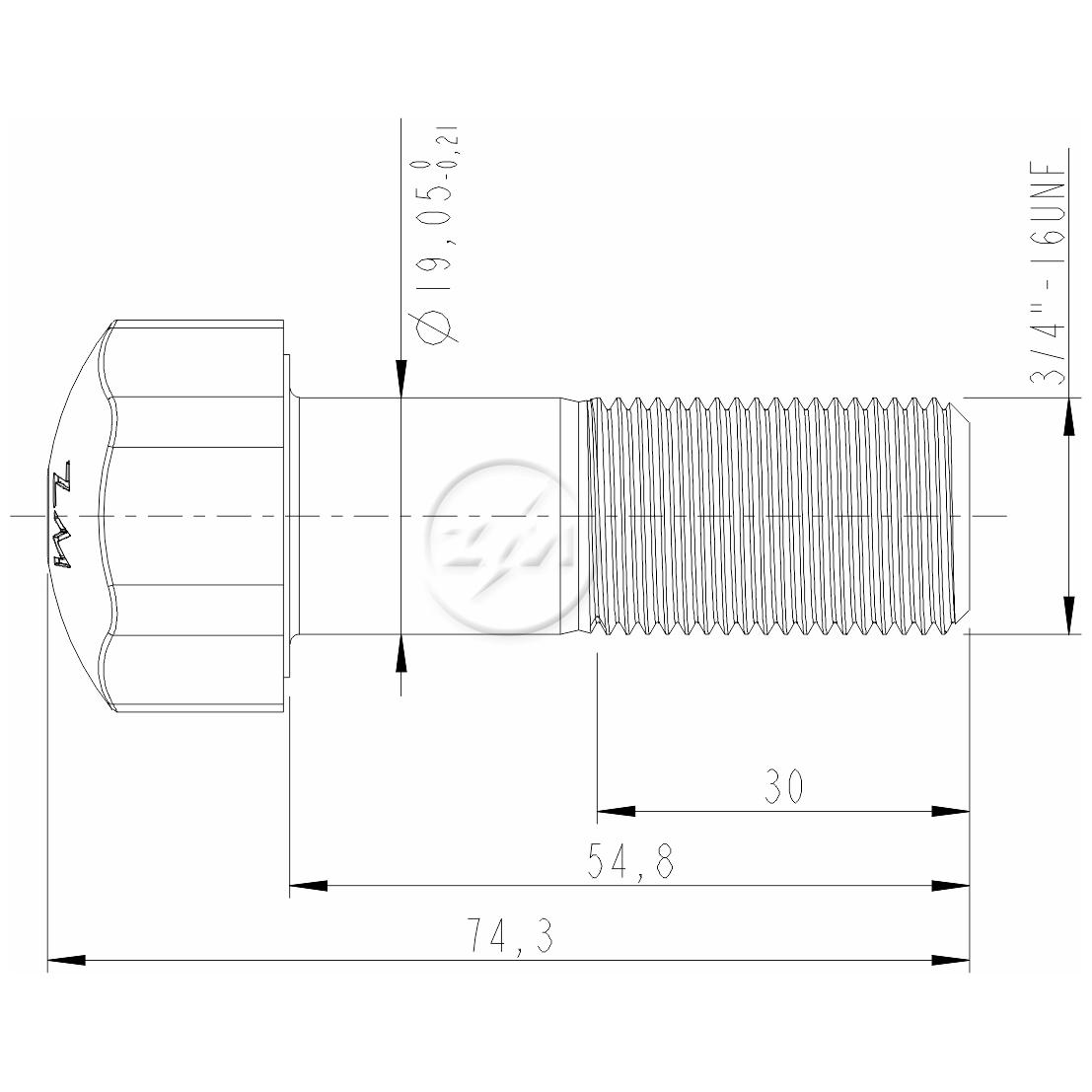 Kit 25 Parafuso da Esteira 3/4"-16UNF x 2,5/32" - ZM - 3030450