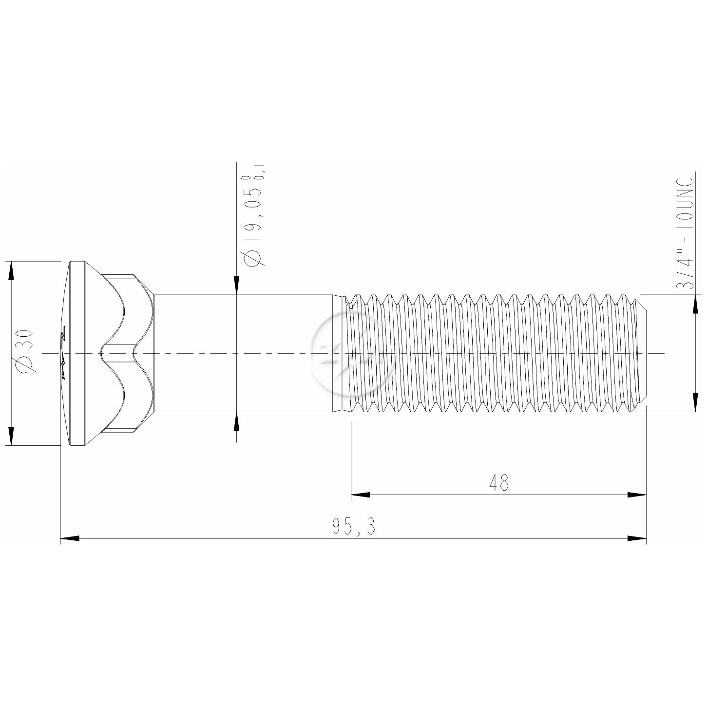 Kit 50 Parafuso Lâmina Trator 3/4"-10UNC x 3,3/4" - ZM - 3034074