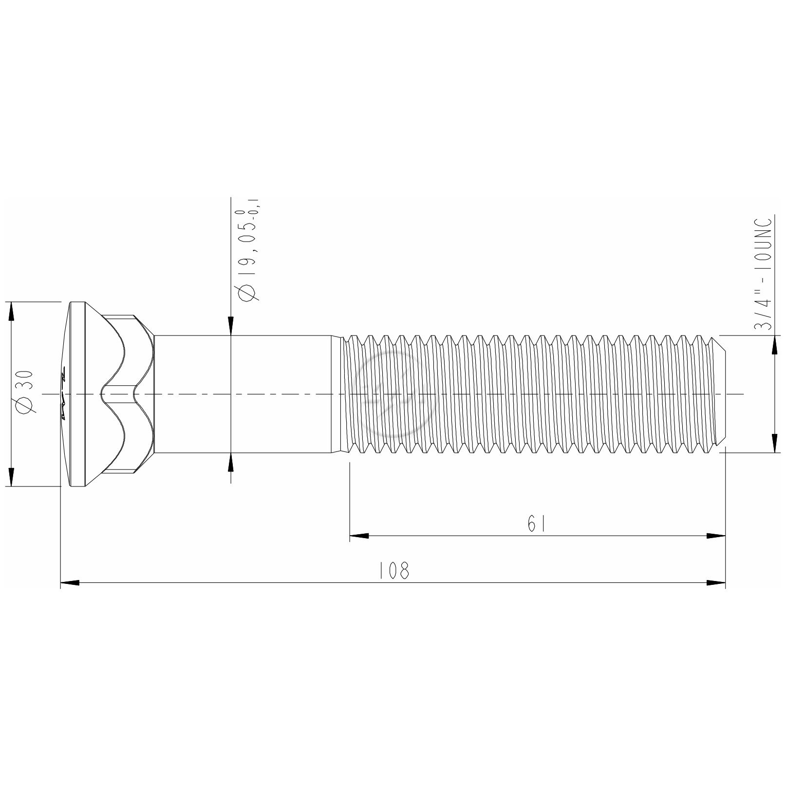 Kit 50 Parafuso Lâmina Trator 3/4"-10UNC x 4,1/4" - ZM - 3034075