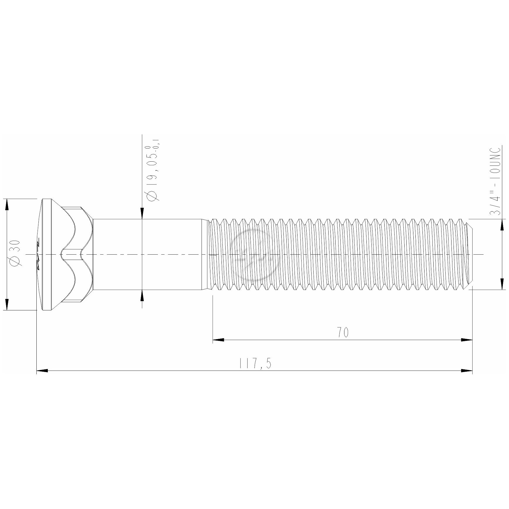 Kit 50 Parafuso Lâmina Trator 3/4"-10UNC x 4,5/8" - ZM - 3034076