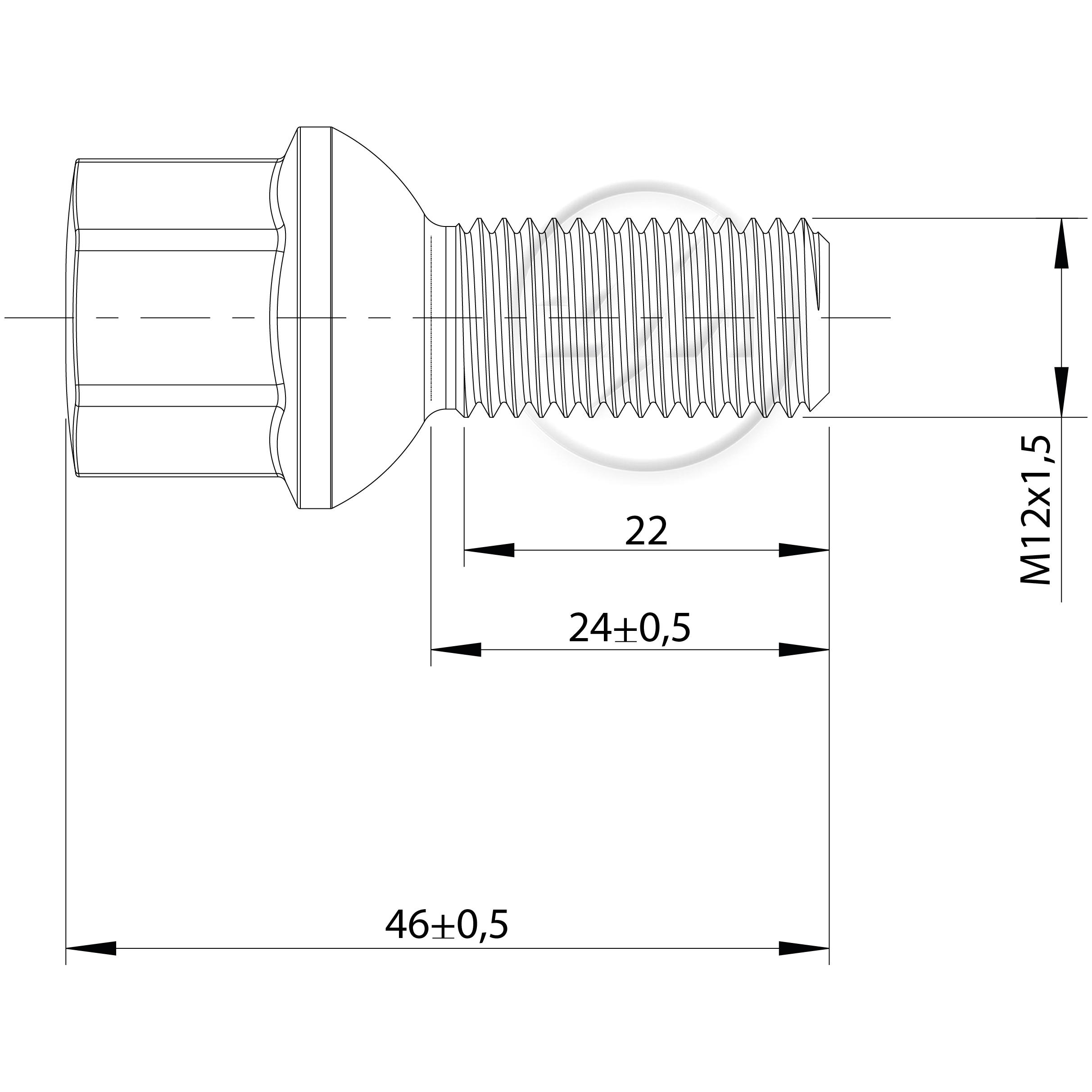 Kit 50 Parafuso de Roda M12-1,5 x 24/46 x CH17 - ZM - 3041250