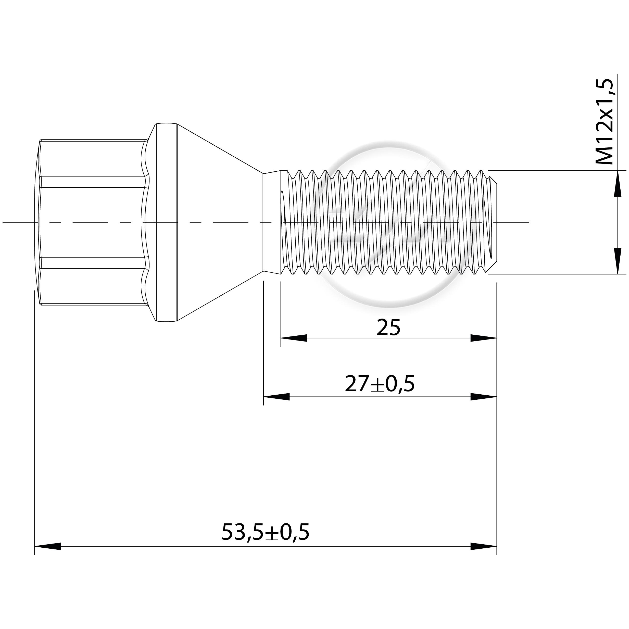 Kit 50 Parafuso de Roda M12-1,5 x 27/53,5 x CH17 - ZM - 3041253
