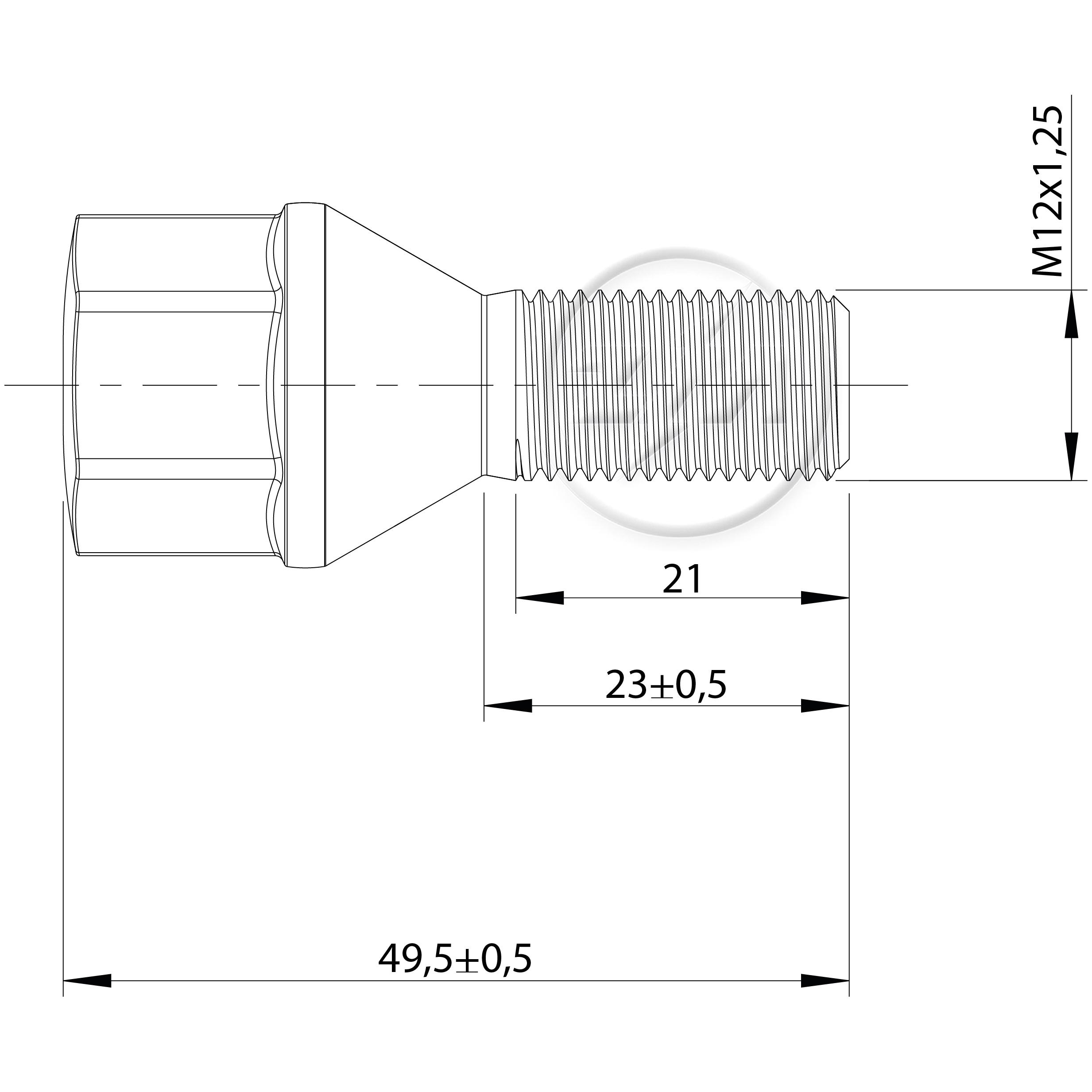 Kit 50 Parafuso de Roda M12-1,25 x 23/49,5 x CH19 - ZM - 3041269