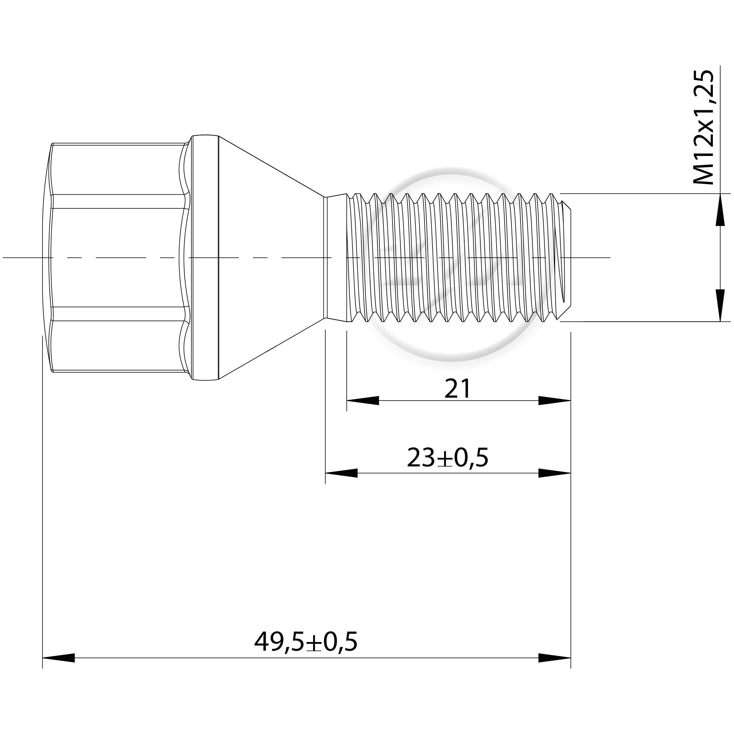 Kit 50 Parafuso de Roda M12-1,5 x 23/49,5 x CH19 - ZM - 3041280