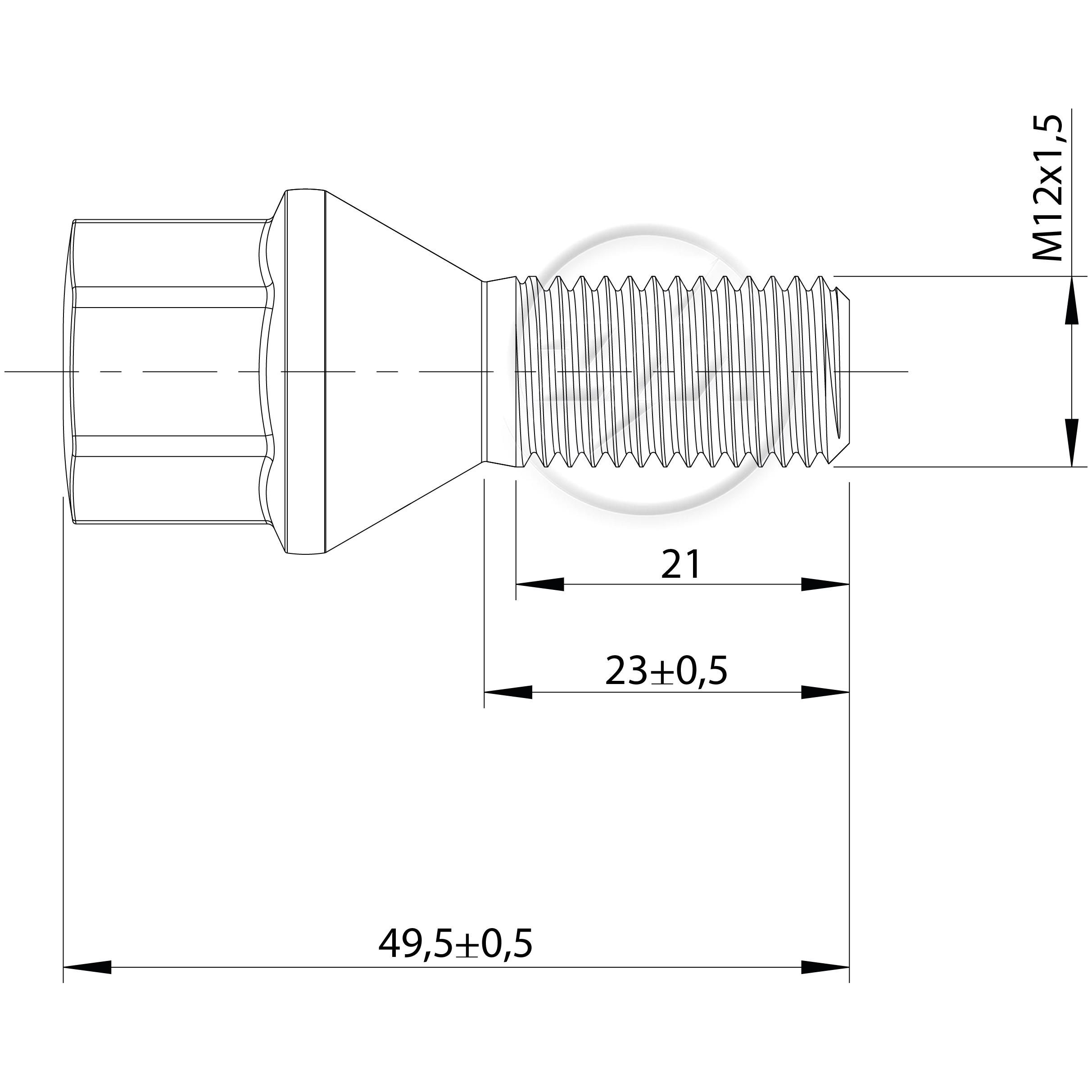 Kit 50 Parafuso de Roda M12-1.5 x 23/49,5 x CH17 - ZM - 3041281