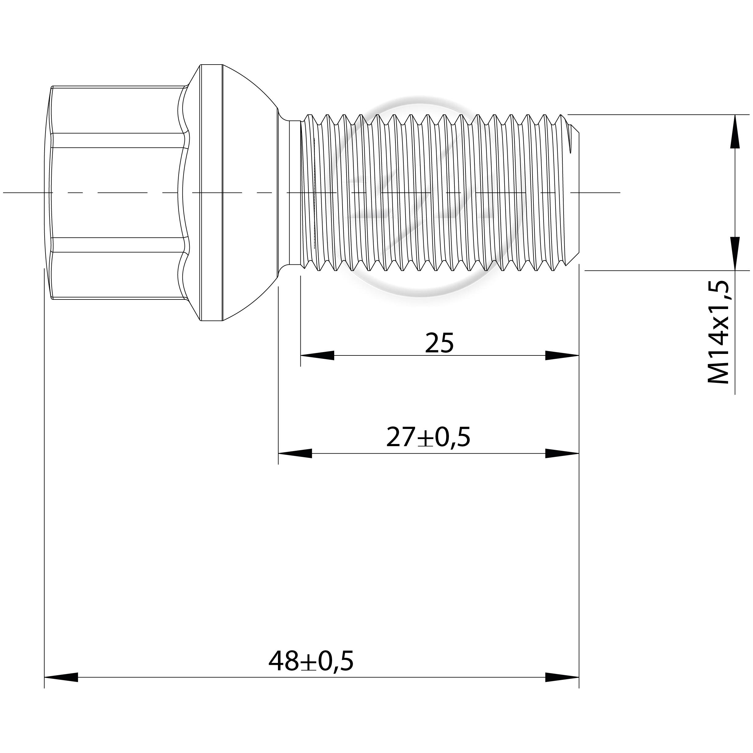 Kit 50 Parafuso de Roda M14-1,5 x 27/48 x CH17 - ZM - 3041453
