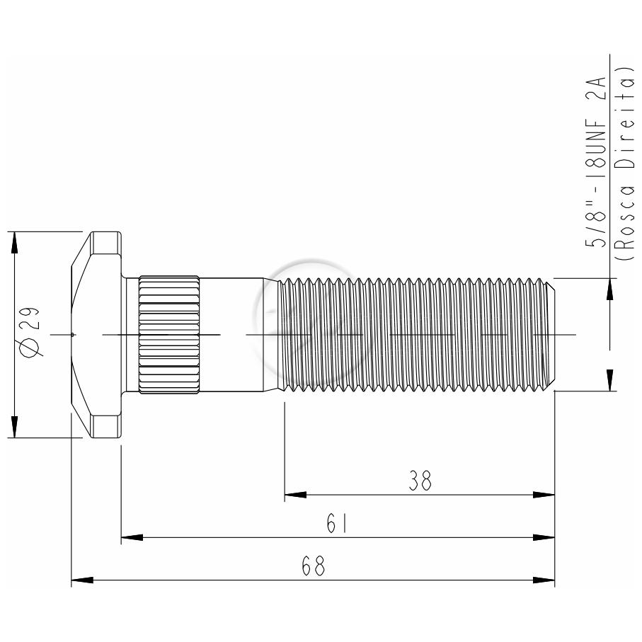 Parafuso de Roda 5/8"-18Unf X 61/68 Caixa com 46 Unidades para Ford F-350 e F-4000 - ZM - 30.508.09