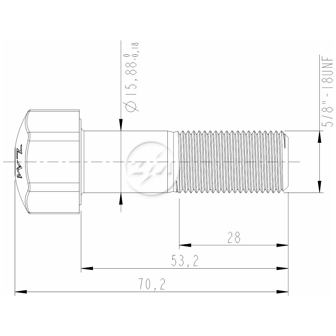 Kit 50 Parafuso da Esteira 5/8"-18UNF x 2,3/32" - ZM - 3050850