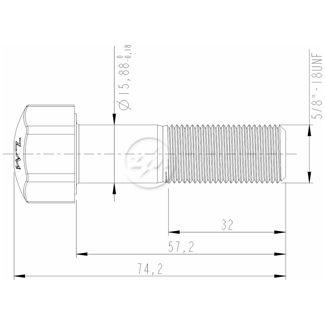 Kit 50 Parafuso da Esteira 5/8"-18UNF x 2,1/4" - ZM - 3050851