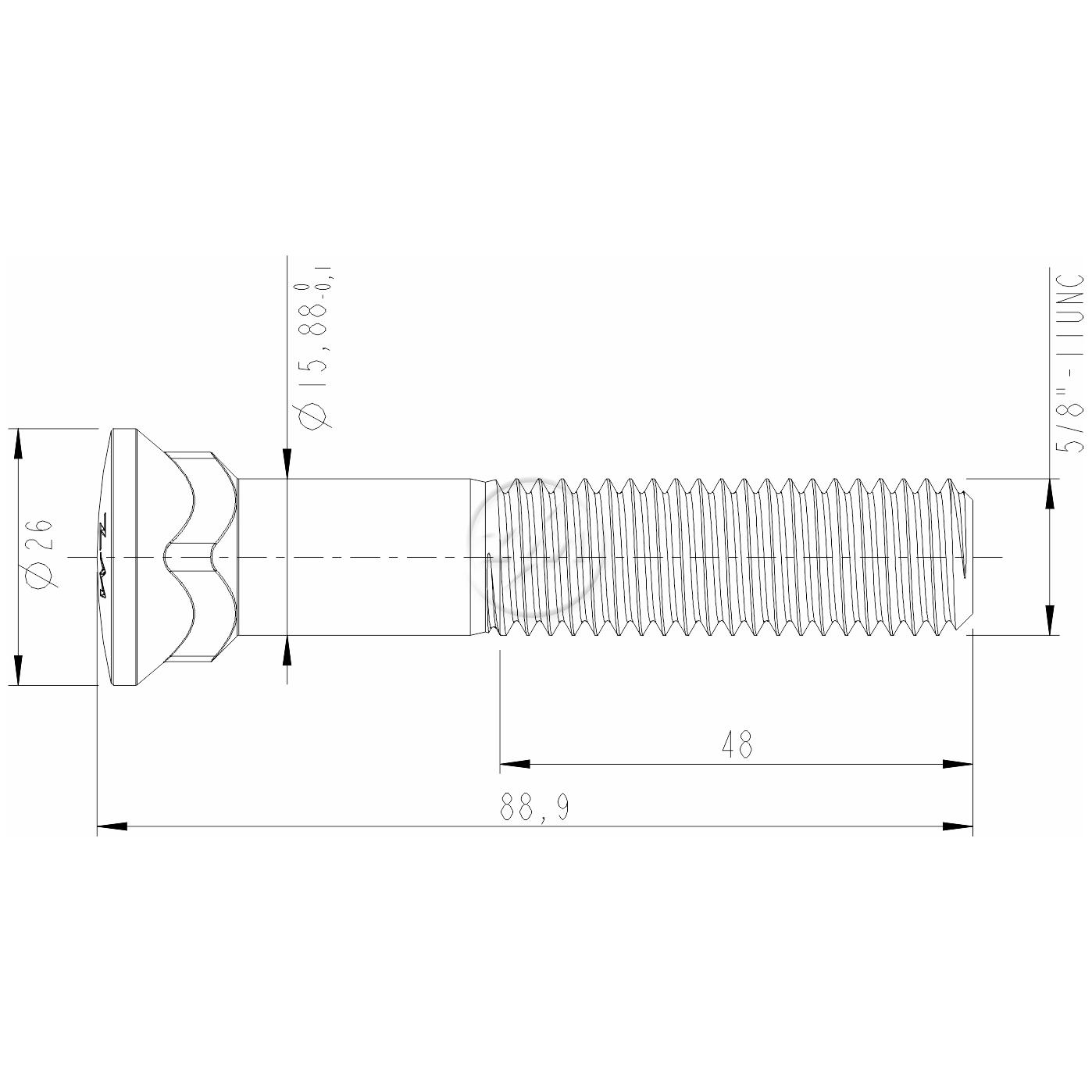 Kit 50 Parafuso Lâmina Trator 5/8"-11UNC x 3,1/2" - ZM - 3058077