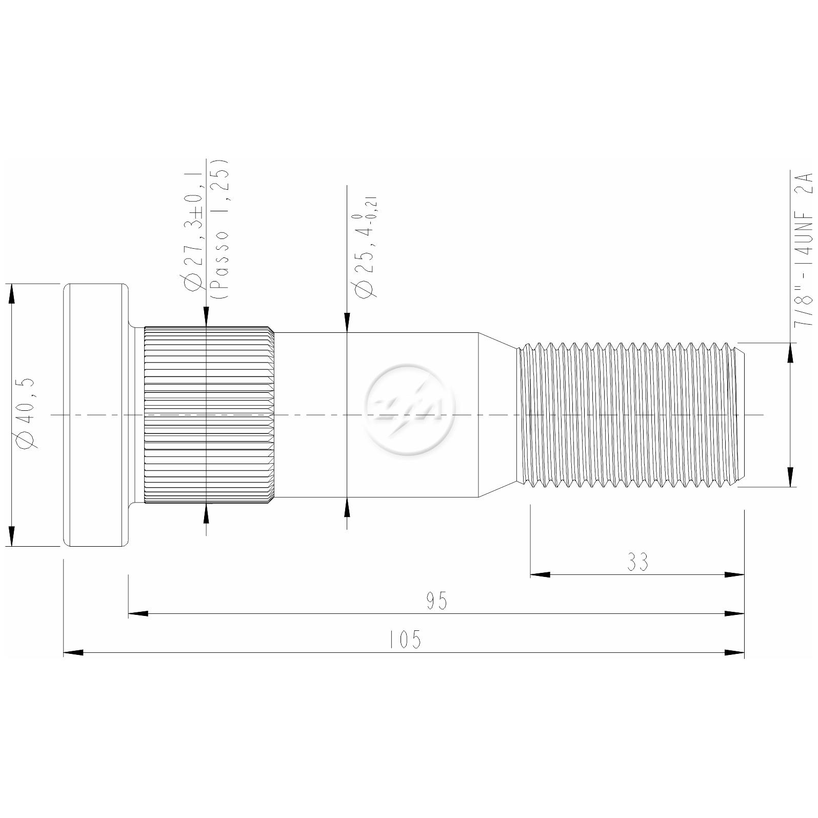 Kit 30 Parafuso de Roda 7/8"-14UNF x 95/105 - ZM - 30.708.04