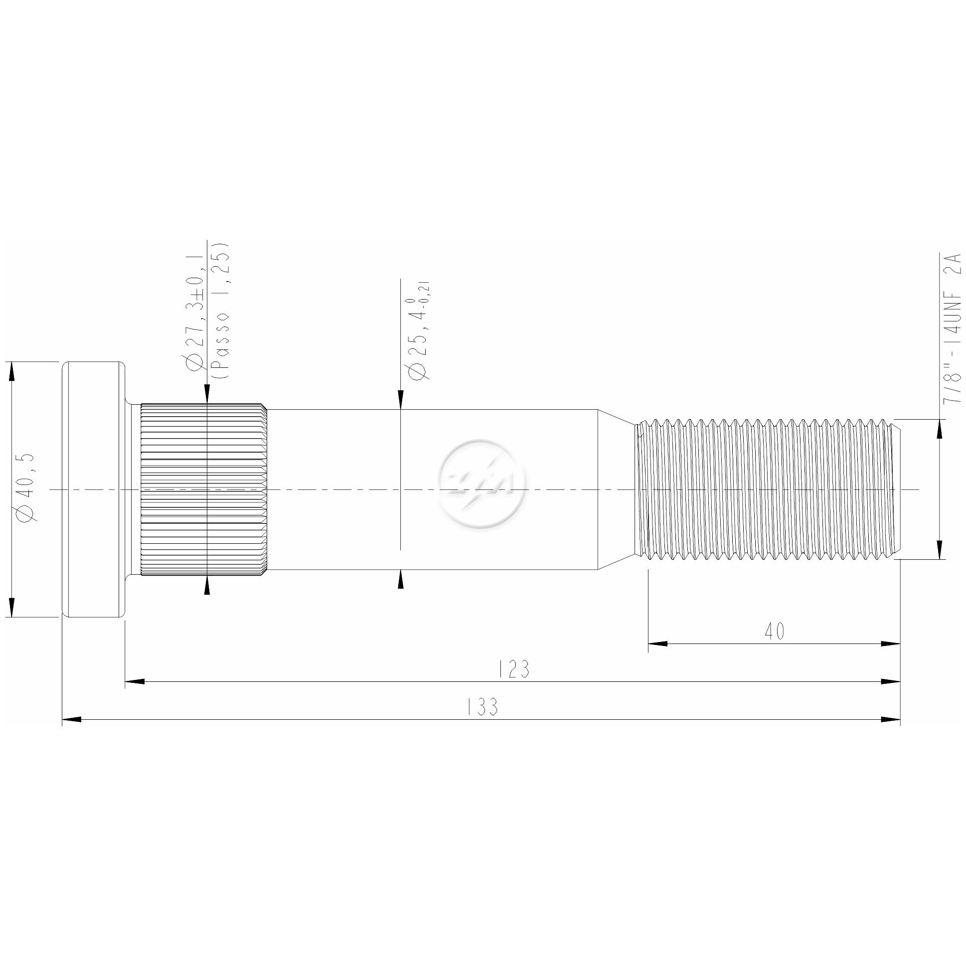 Kit 8 Parafuso de Roda 7/8"-14UNF x 123/133 - ZM - 3070805