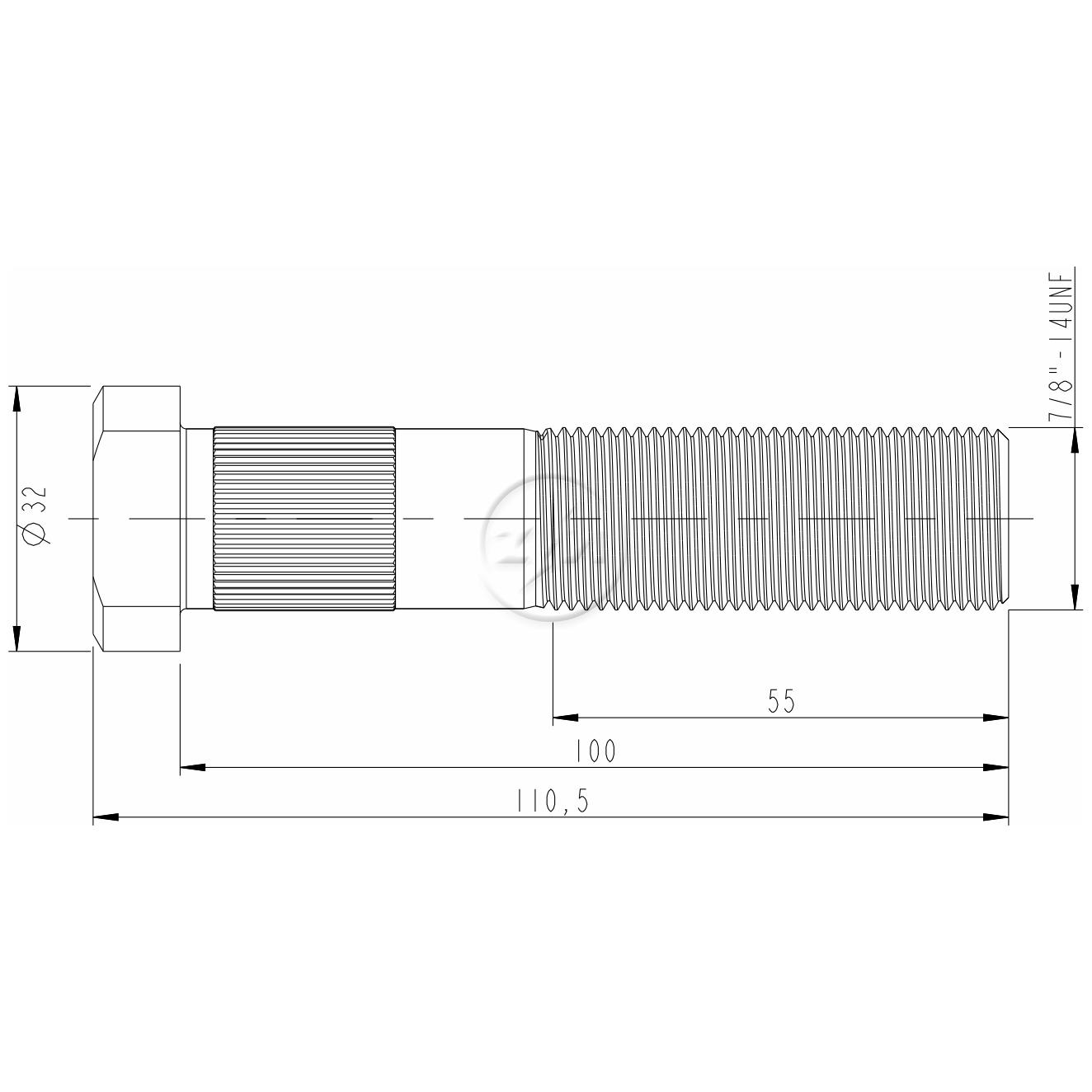 Kit 40 Parafuso de Roda 7/8"-14UNF x 100/110,5 - ZM - 3070839