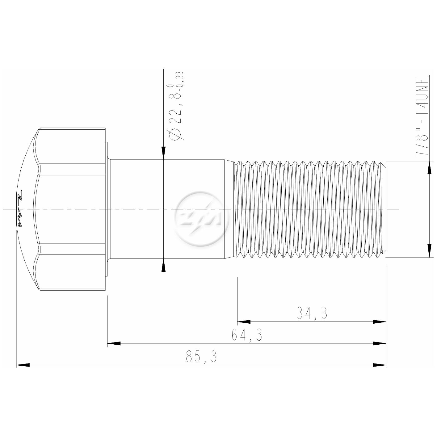 Kit 25 Parafuso da Esteira 7/8"-14UNF x 2,17/32" - ZM - 3070852