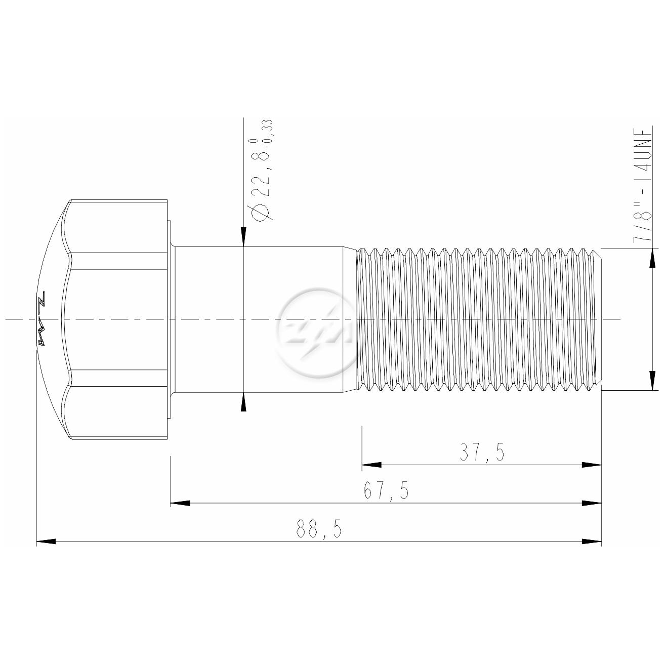 Kit 25 Parafuso da Esteira 7/8"-14UNF x 2,21/32" - ZM - 3070853