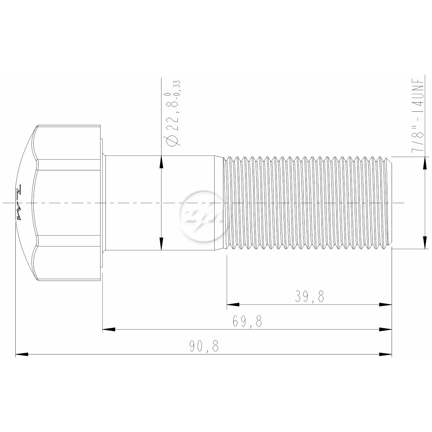 Kit 20 Parafuso da Esteira 7/8"-14UNF x 2,3/4" - ZM - 3070854