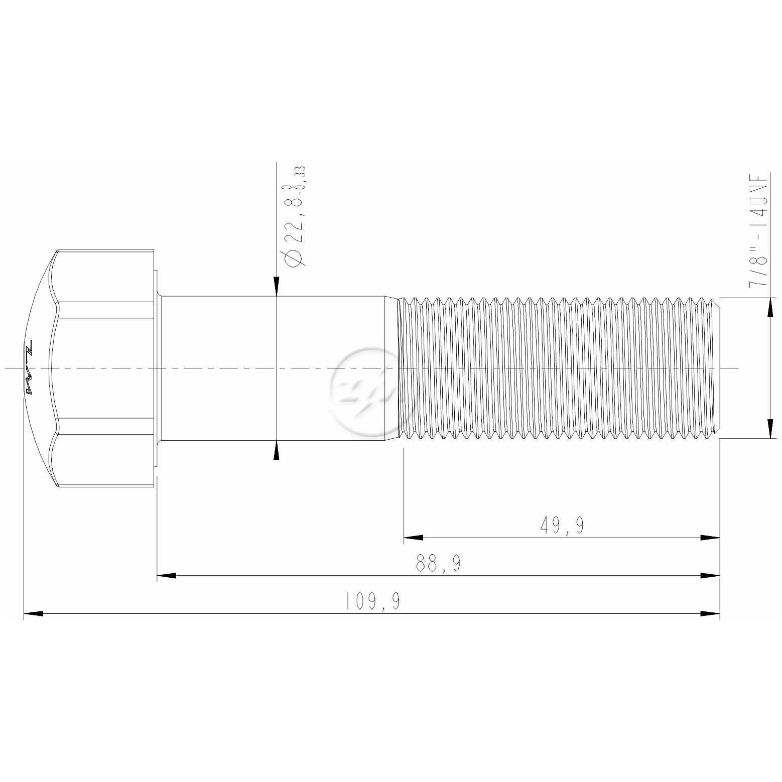 Kit 30 Parafuso da Esteira 7/8"-14UNF x 3,1/2" - ZM - 3070856