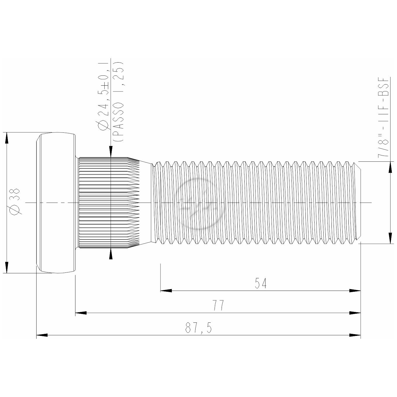 Kit 24 Parafuso de Roda 7/8"-11BSF x 77/87,5 - ZM - 3078011