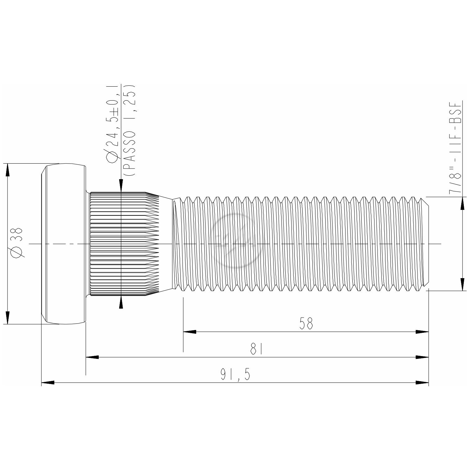 Kit 24 Parafuso de Roda 7/8"-11BSF x 81/91,5 - ZM - 3078012