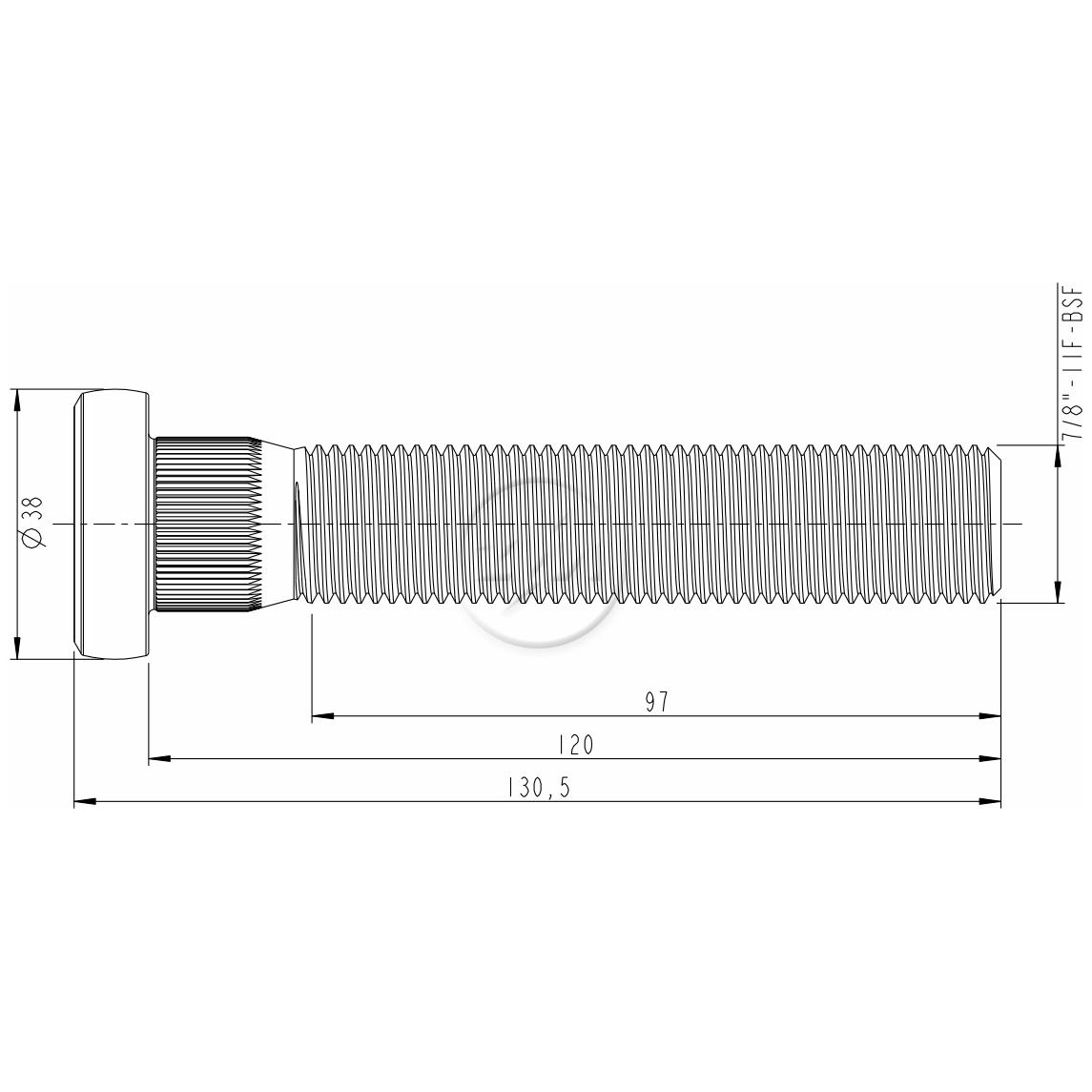 Kit 24 Parafuso de Roda 7/8"-11BSF x 120/130,5 - ZM - 3078016