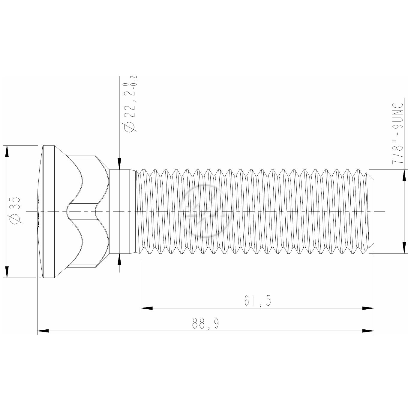 Kit 50 Parafuso Lâmina Trator 7/8"-9UNC x 3,1/2" - ZM - 3078075