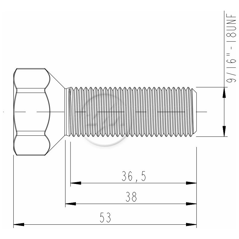 Kit 50 Parafuso Roda 9/16"-18UNF x 38/53 x CH7/8" - ZM - 3091641