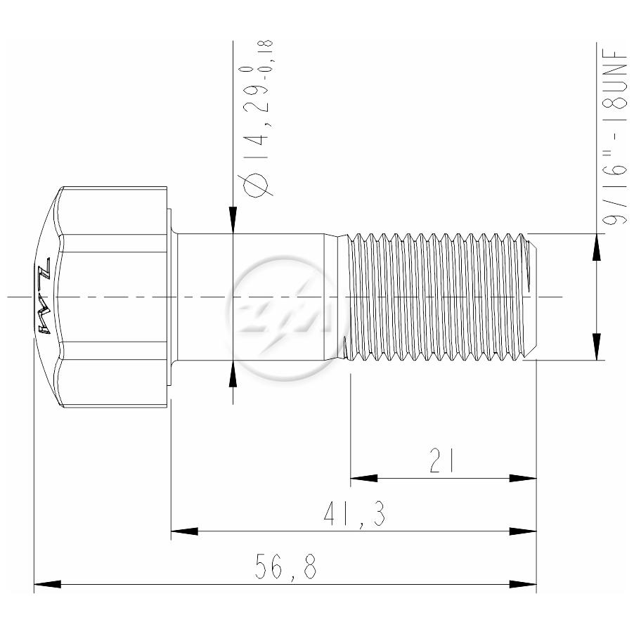Kit 50 Parafuso da Esteira 9/16"-18UNF x 1,5/8" - ZM - 3091650