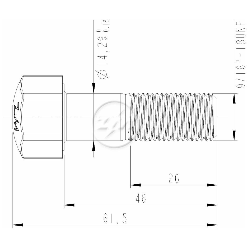 Kit 50 Parafuso da Esteira 9/16"-18UNF x 1,13/16" - ZM - 3091651