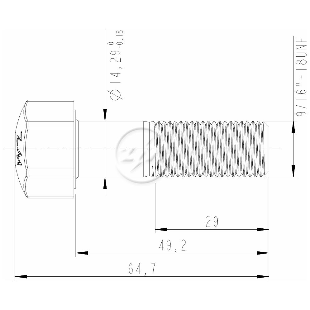 Kit 50 Parafuso da Esteira 9/16"-18UNF x 1,15/16" - ZM - 3091652