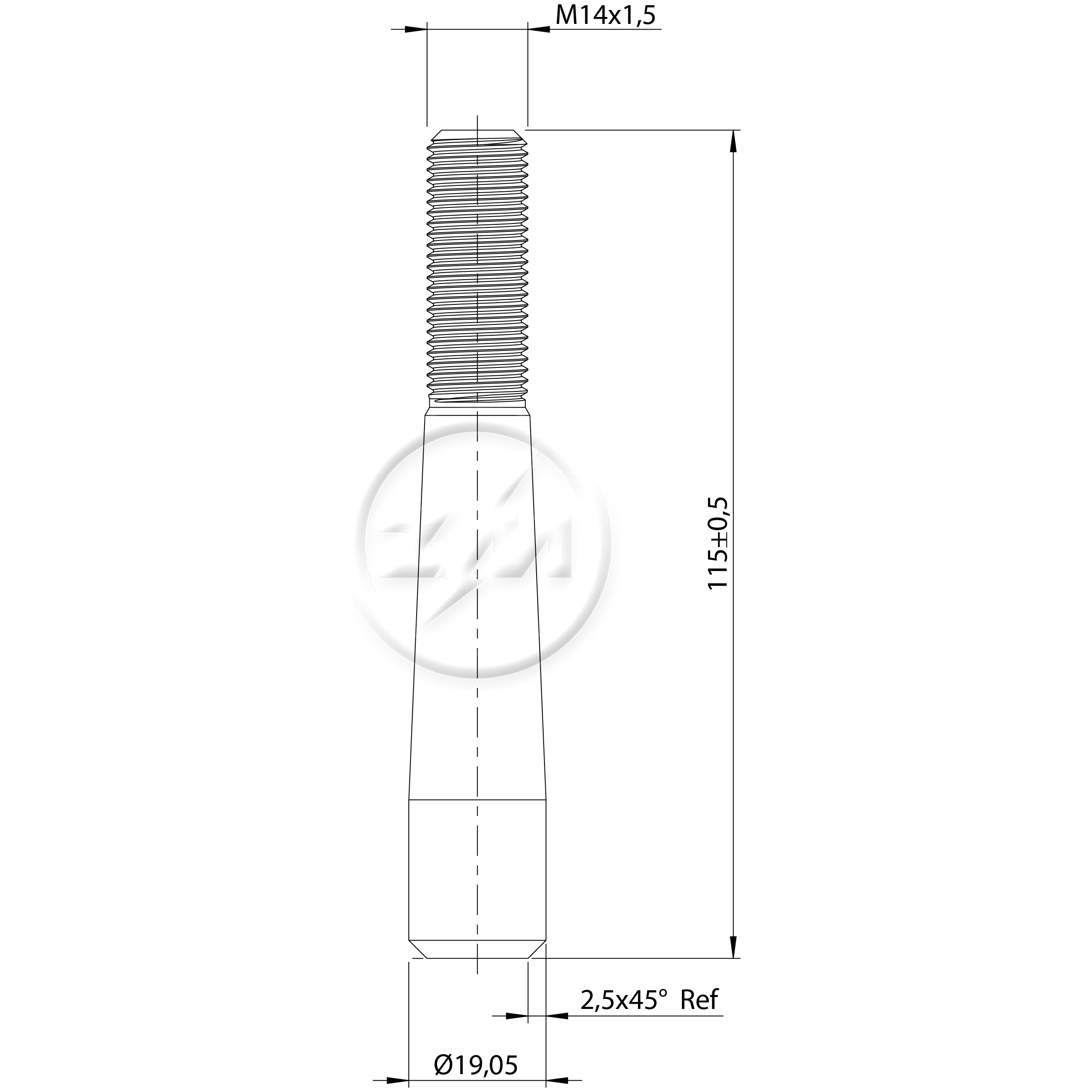 Kit 25 Pino Cônico Trava da Balança M14-1,5 x 115 - ZM - 3100312