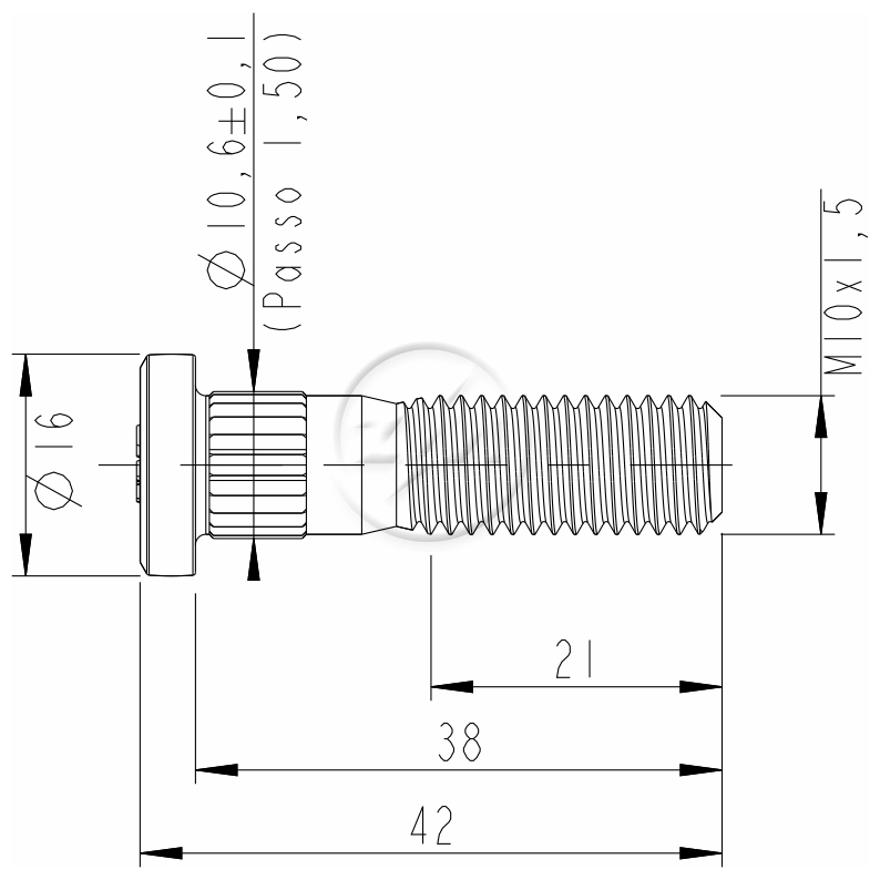 Kit 50 Parafuso Suspensor Pneumático M10-1,5x38/42 - ZM - 3201001