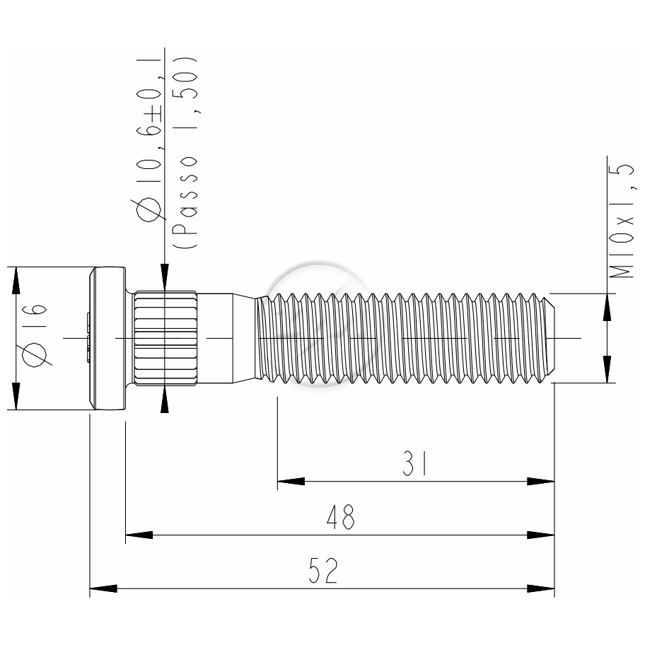 Kit 50 Parafuso Suspensor Pneumático M10-1,5x48/52 - ZM - 3201002