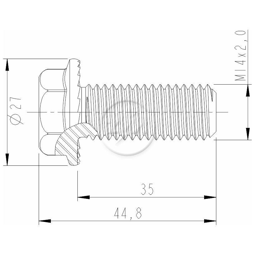 Kit 50 Parafuso do Pino Rei M14-2,0 X 35 X CH19 - ZM - 3201450