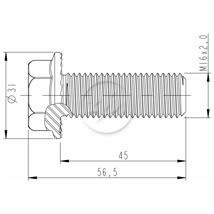 Kit 50 Parafuso do Pino Rei M16-2,0 X 45 X CH22 - ZM - 3201650