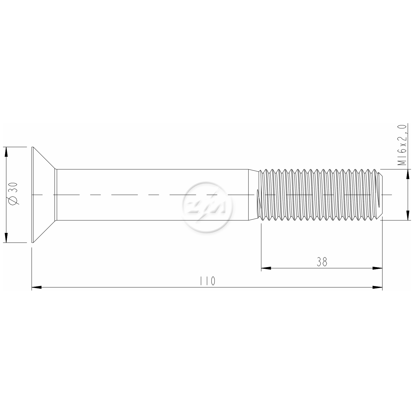 Kit 50 Parafuso Quinta Roda M16-2,0 X 110 X CH10 - ZM - 3201655