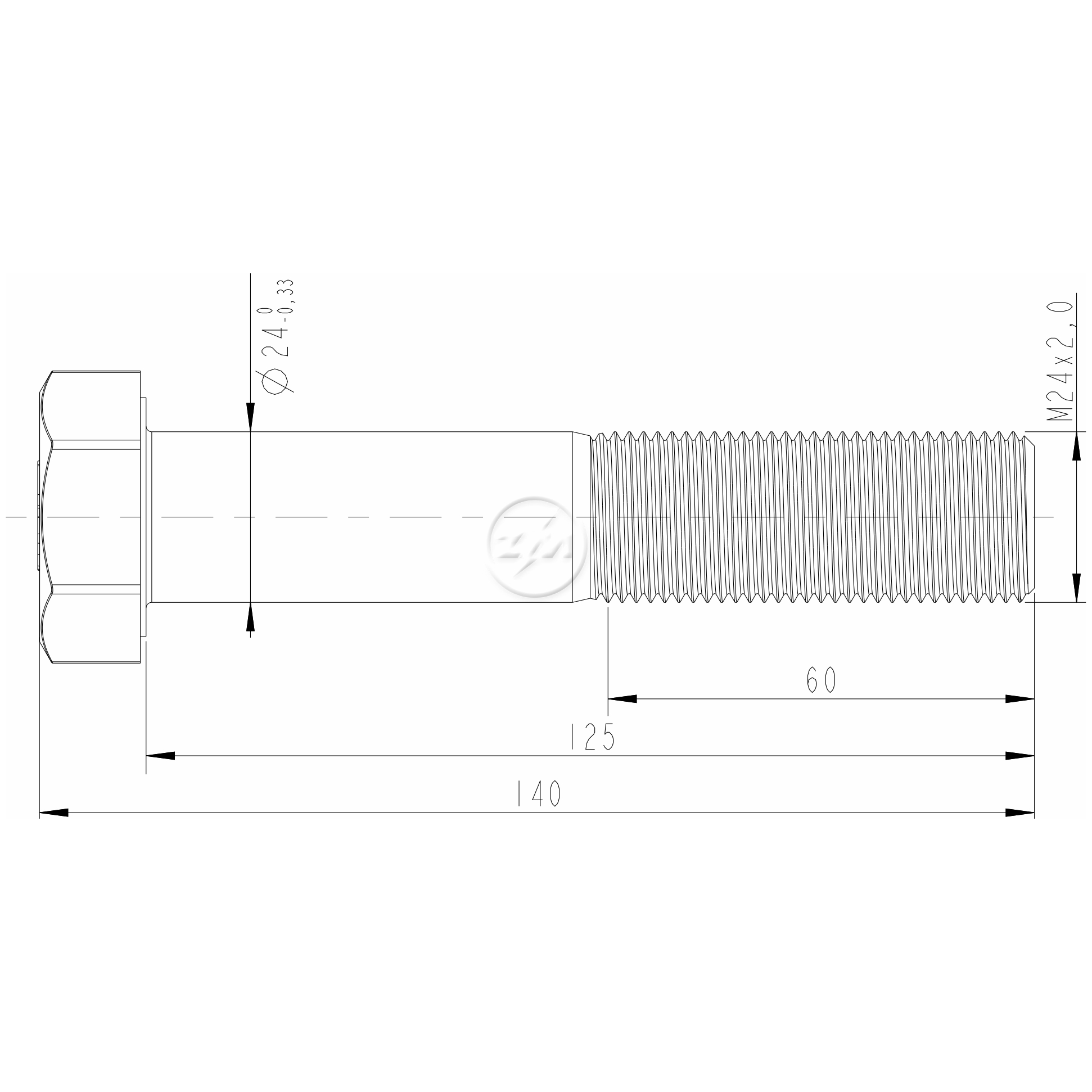 Kit 24 Parafuso Pino Tensor M24-2,0 X 125 X CH36 - ZM - 3202411