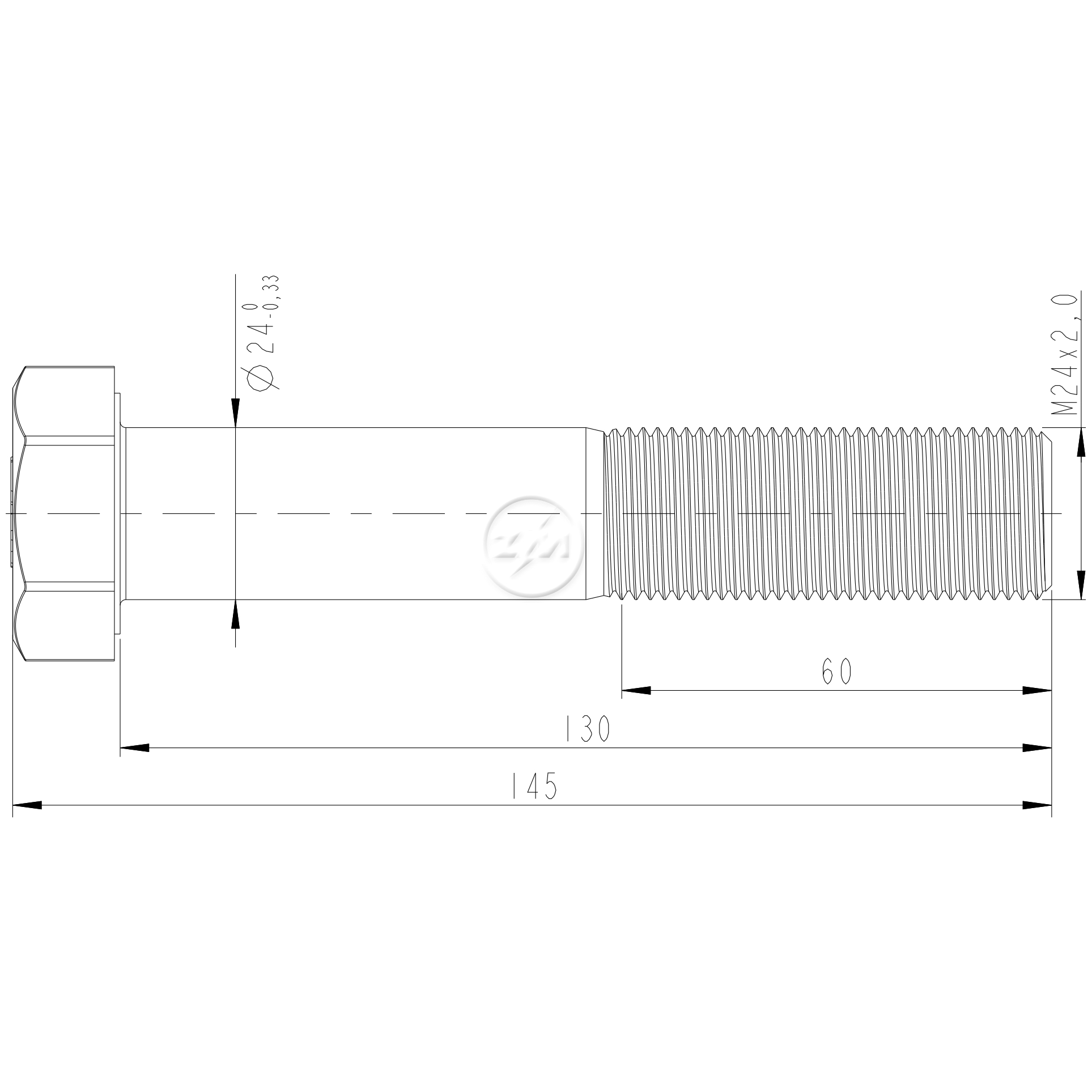 Kit 24 Parafuso Pino Tensor M24-2,0 X 130 X CH36 - ZM - 3202412