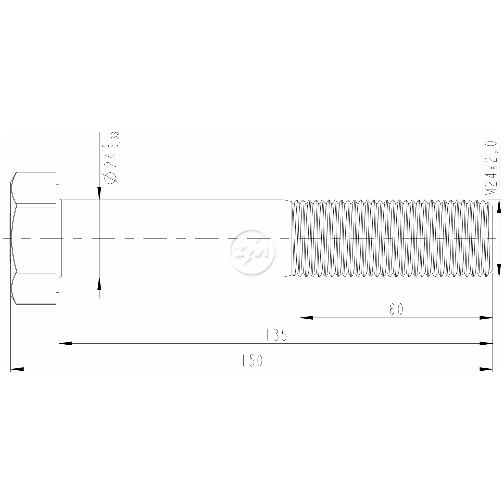 Kit 24 Parafuso Pino Tensor M24-2,0 X 135 X CH36 - ZM - 3202413