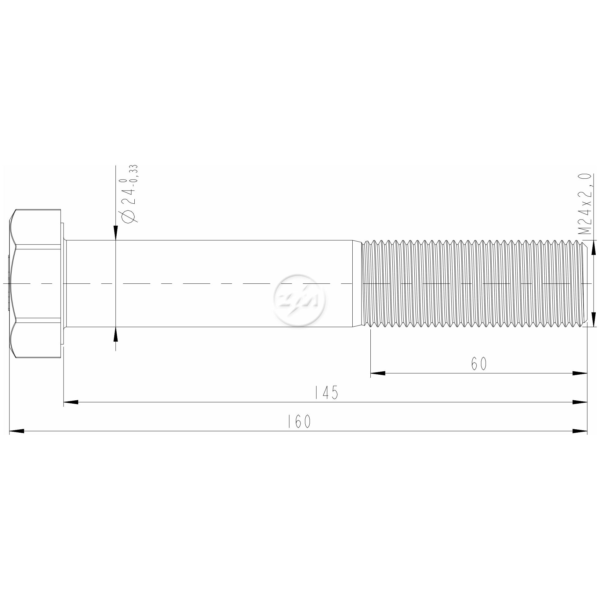 Kit 20 Parafuso Pino Tensor M24-2,0 X 145 X CH36 - ZM - 3202414