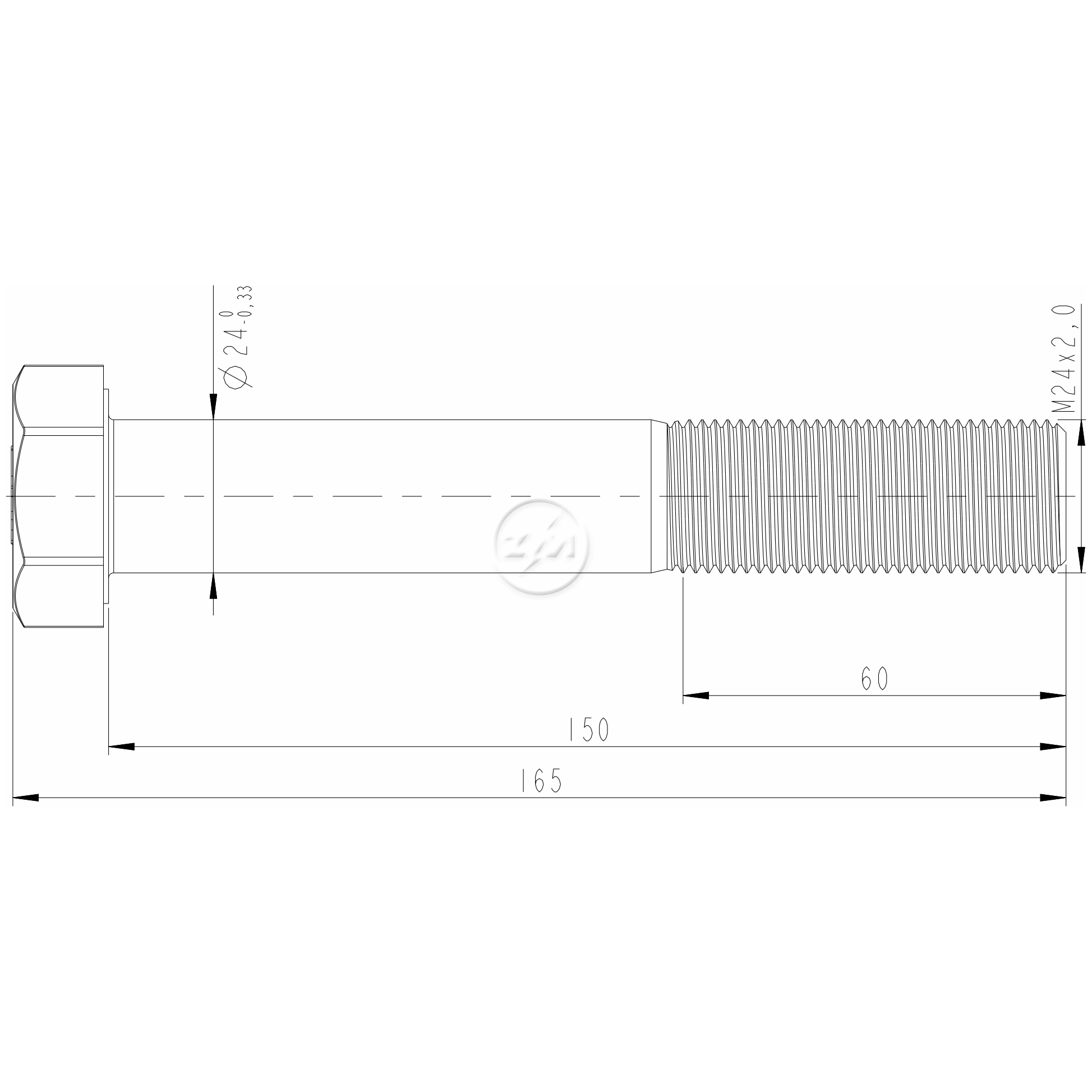 Kit 20 Parafuso Pino Tensor M24-2,0 X 150 X CH36 - ZM - 3202415