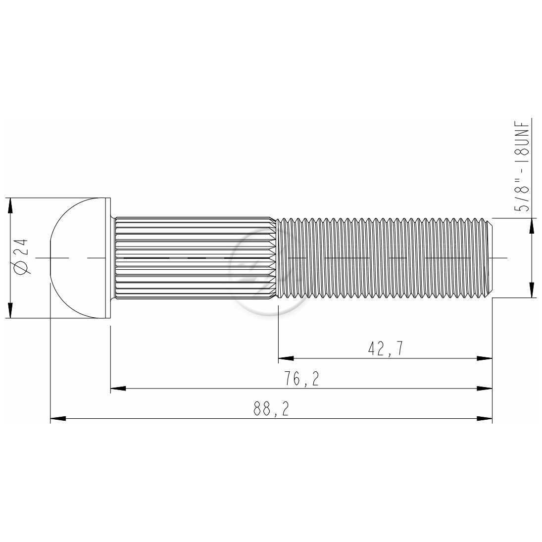 Kit 50 Parafuso Cravo Alto 5/8"-18F X 3"- REC33 - ZM - 3250834