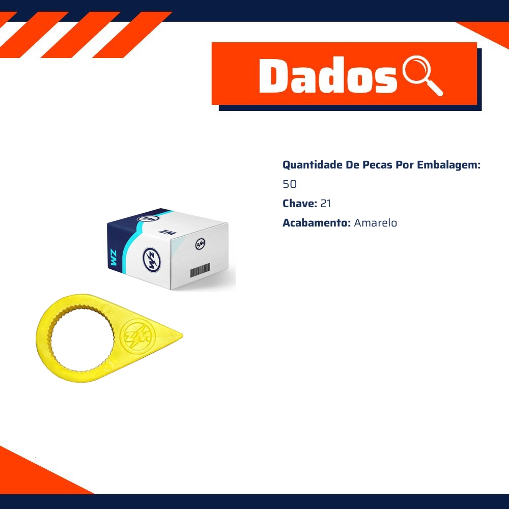 Kit 50 Verificador Visual para Porca Roda Chave 21 - ZM - 3302155