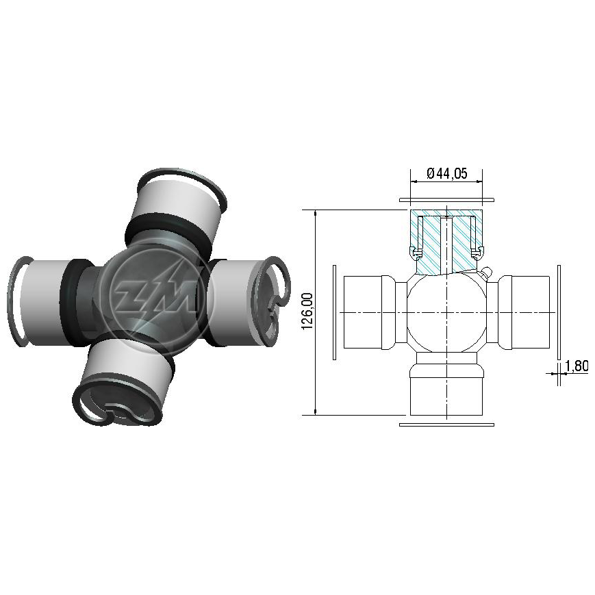 Cruzeta do Cardan para Scania B75 e L 75 - ZM - 35.001.33
