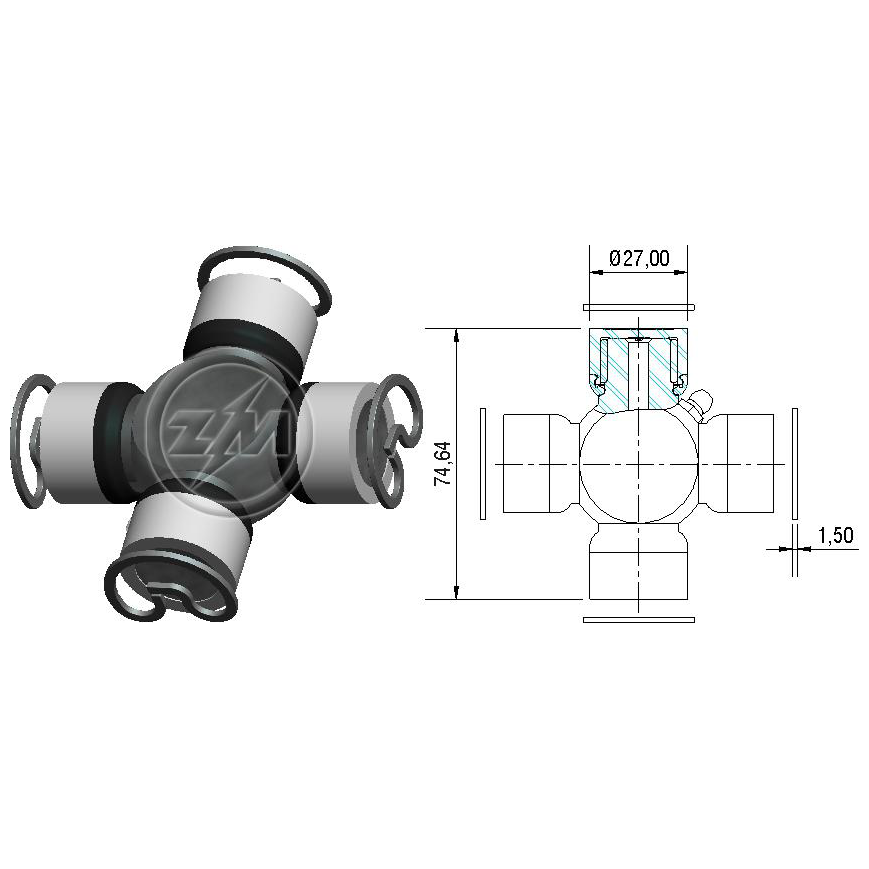 Cruzeta do Cardan para Land Rover Defender - ZM - 35.001.34