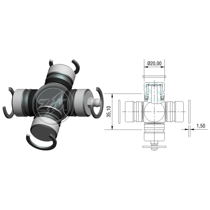Cruzeta do Cardan para ASIA Towner - ZM - 35.002.07