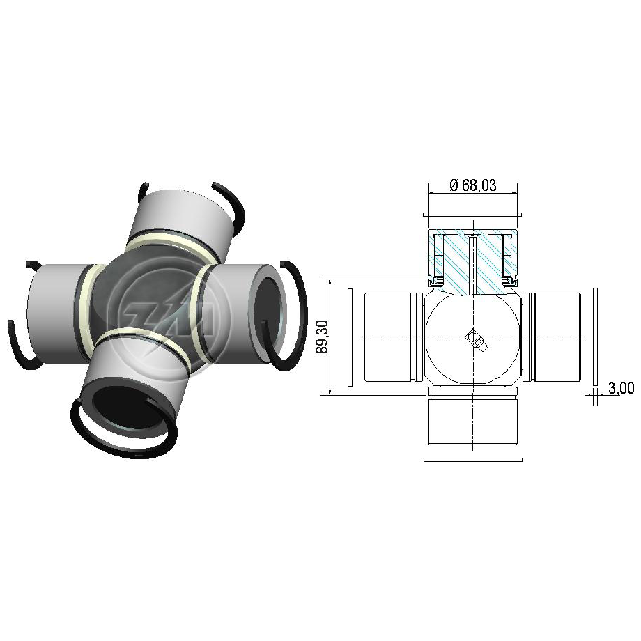Cruzeta do Cardan para Mercedes-Benz Axor 3340 e L 2635 - ZM - 35.002.10