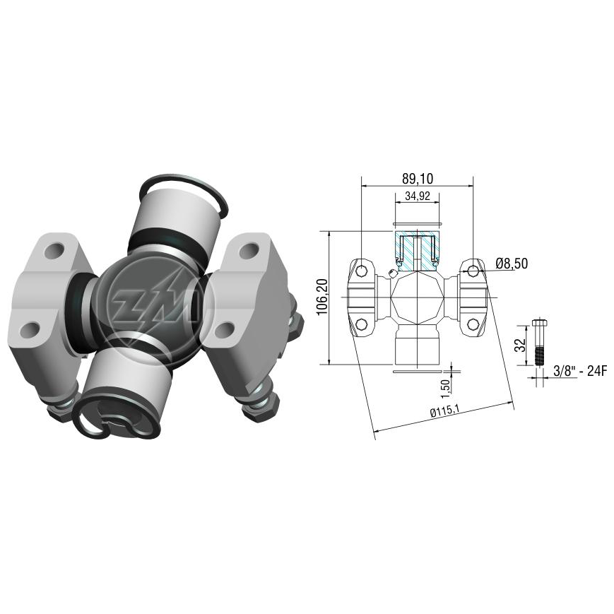 Cruzeta do Cardan para Agrale 7500 TDX - ZM - 35.003.02
