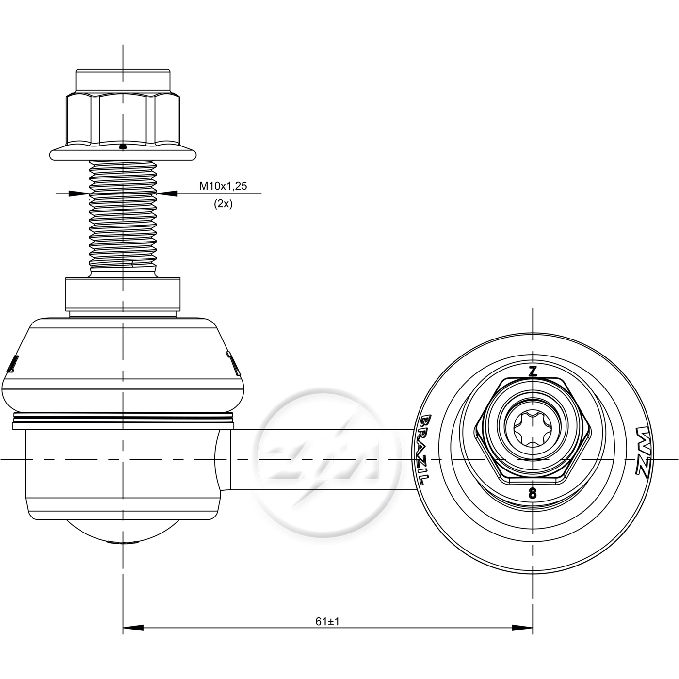 Bieleta da Barra Estabilizadora para Mitsubishi Lancer Evolution - ZM - 370.117.84